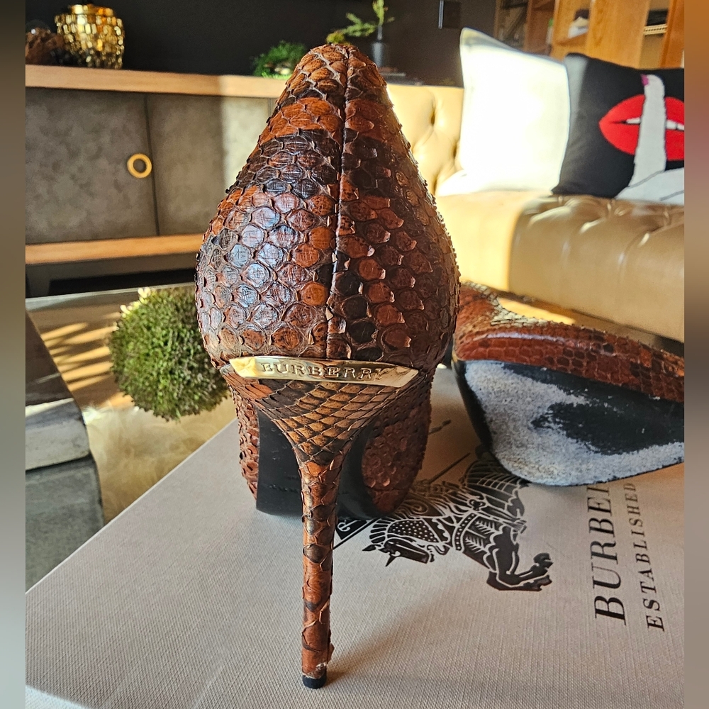 Burberry Brown Python Snakeskin Heels - image 4